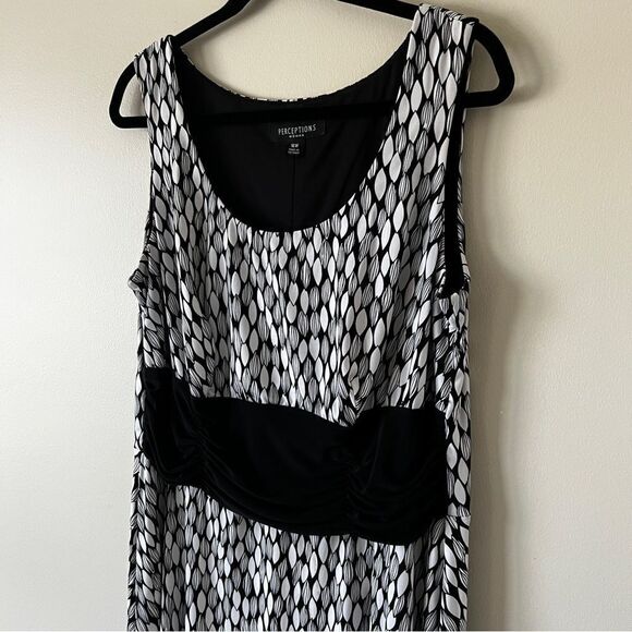 Perceptions Black White Sleeveless Stretch Maxi Dress Size 16W - Picture 4 of 7